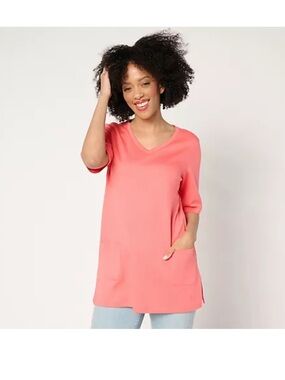 Isaac Mizrahi Coral V-Neck